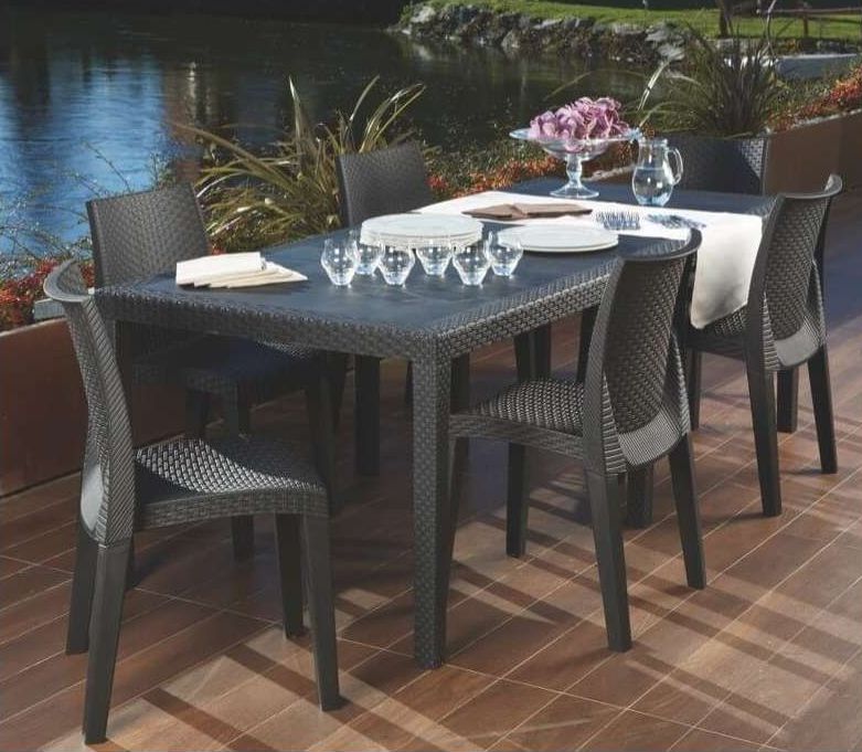 Progarden Zahradní plastový ratanový stůl Queen Rattan 220 x 90 x 72 cm antracit 3